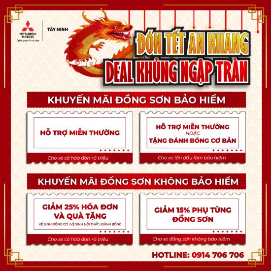 Khuyến mãi dịch vụ Mitsubishi Tây Ninh mừng Xuân Giáp Thìn 2024