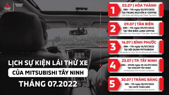 LỊCH SỰ KIỆN LÁI THỬ XE MITSUBISHI TÂY NINH THÁNG 7/2022